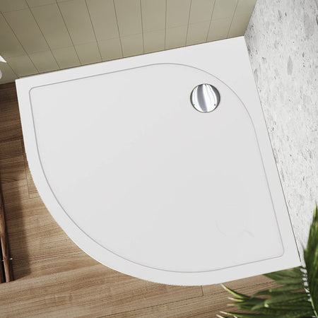 Tailored Bathrooms Gelcoat Stone Resin Quadrant Low Profile Shower Tray (2 sizes, white) - Brand New Bathrooms