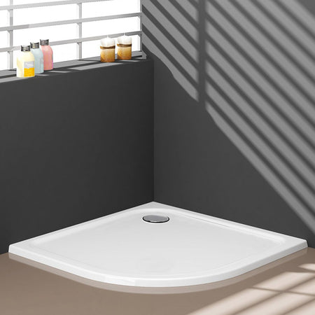 Tailored Bathrooms Gelcoat Stone Resin Quadrant Low Profile Shower Tray (2 sizes, white) - Brand New Bathrooms