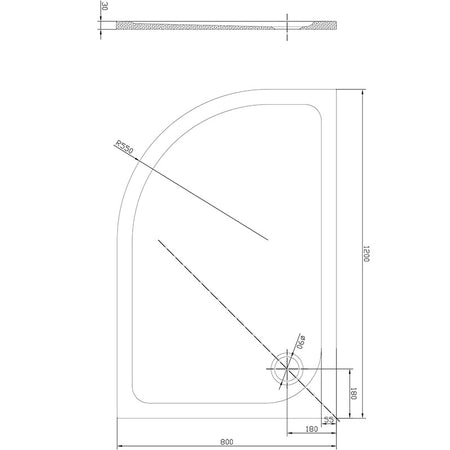 Tailored Bathrooms Gelcoat Stone Resin Left Side Offset Quadrant Low Profile Shower Tray (2 sizes, white) - Brand New Bathrooms