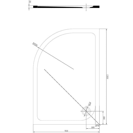 Tailored Bathrooms Gelcoat Stone Resin Left Side Offset Quadrant Low Profile Shower Tray (2 sizes, white) - Brand New Bathrooms