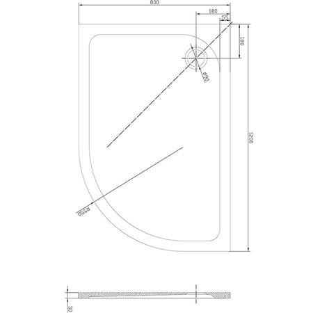 Tailored Bathrooms Gelcoat Stone Resin Right Offset Quadrant Low Profile Shower Tray (2 sizes, white) - Brand New Bathrooms