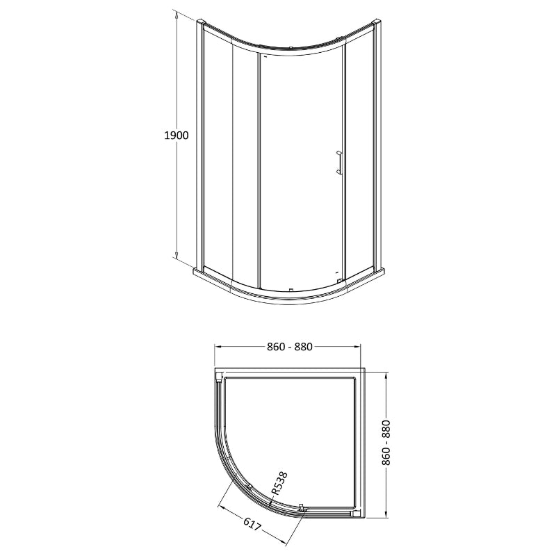 Nuie Lucie Single Entry Curved Shower Enclosure (1 sizes, 3 colours) - Brand New Bathrooms