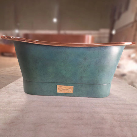 Coppersmith Creations Straight Base Copper Bathtub (1 size, Polished Copper Interior, Patina Exterior) - Brand New Bathrooms