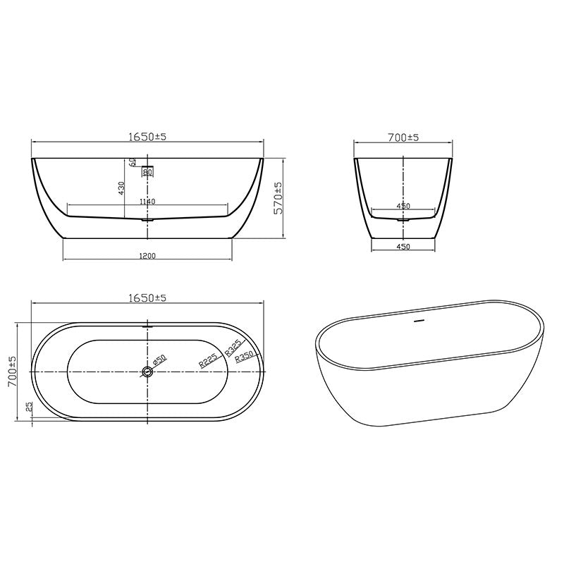 Tailored Bathrooms Nero Matt Black Freestanding Bathtub with Black Waste (1 size, Matt Black) - Brand New Bathrooms