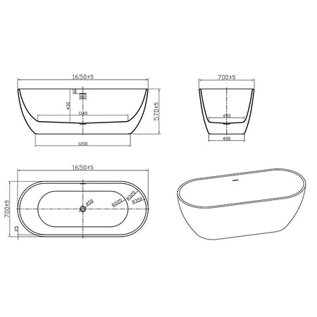 Tailored Bathrooms Nero Matt Black Freestanding Bathtub with Black Waste (1 size, Matt Black) - Brand New Bathrooms