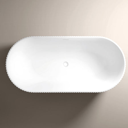Tailored Bathrooms Flauto Matt White Freestanding Fluted Bathtub with White Waste (1 size, Matt White) - Brand New Bathrooms