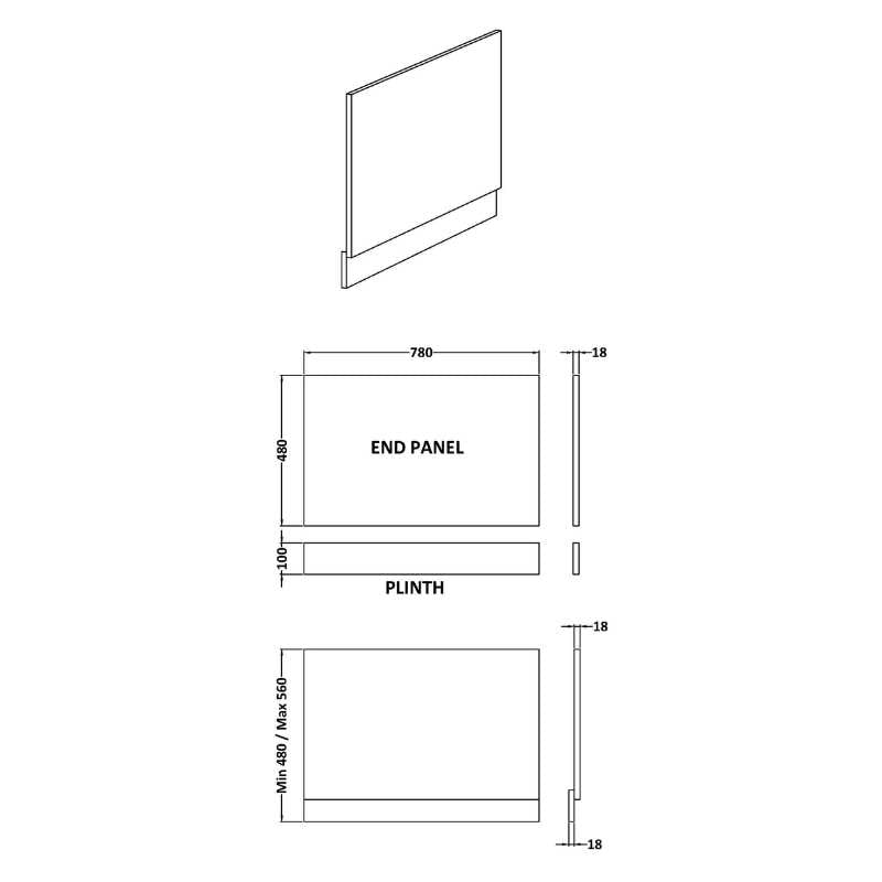 Nuie Bath Panels Waterproof Shower Bath End Panel (2 size, Gloss White) - Brand New Bathrooms