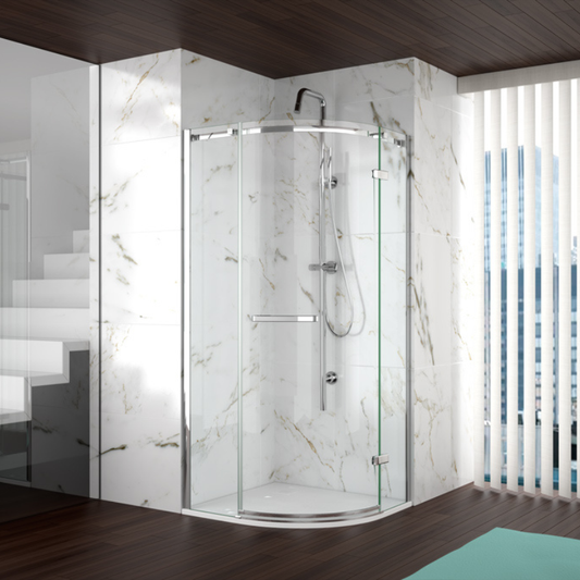 Merlyn 8 Series | Curved Shower Wall Wetroom Panel (3 sizes, Chrome)