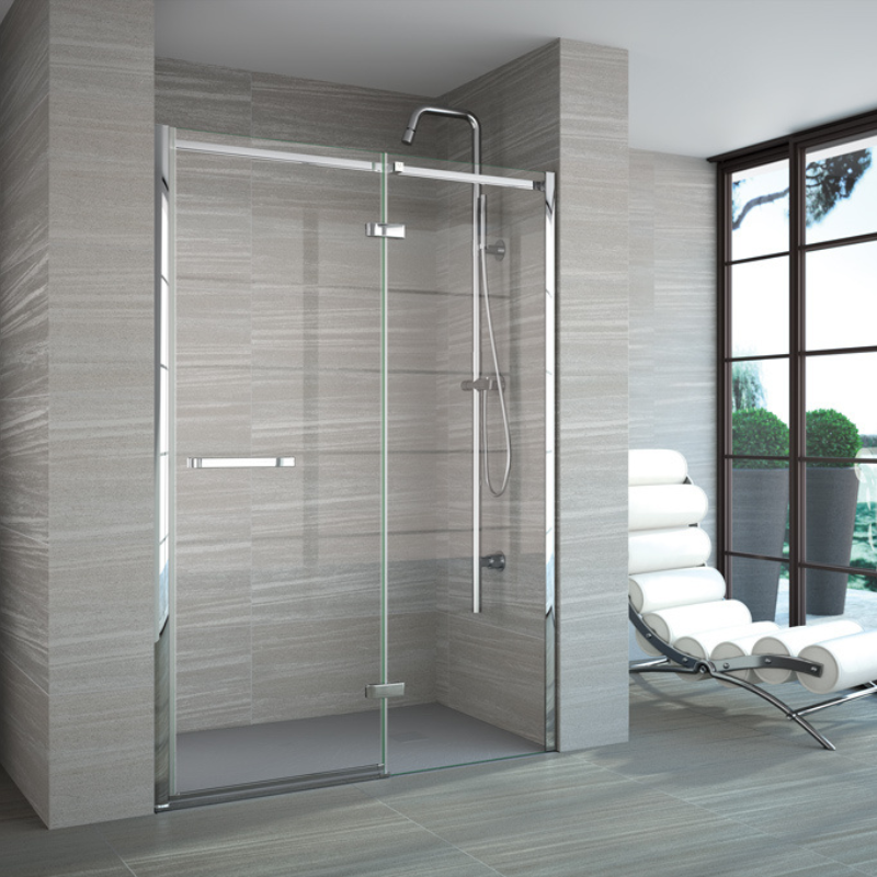 Merlyn 8 Series Frameless | Hinge and Inline Shower Door (14 sizes, Chrome)