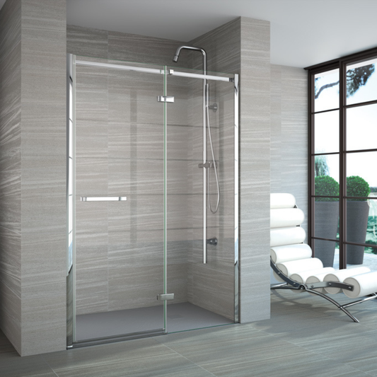 Merlyn 8 Series Frameless | Hinge and Inline Shower Door (14 sizes, Chrome)
