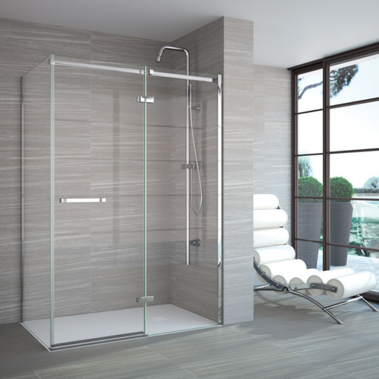 Merlyn 8 Series Frameless | Hinge & Inline Shower Side Panel (3 sizes, Chrome)