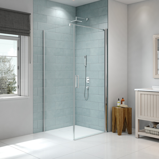Merlyn 8 Series Frameless | Pivot Shower Door Side Panel (5 sizes, Chrome)