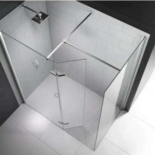 Merlyn 8 Series | Walk-In Hinged Wetroom Panel with Swivel Panel (6 sizes, Chrome)