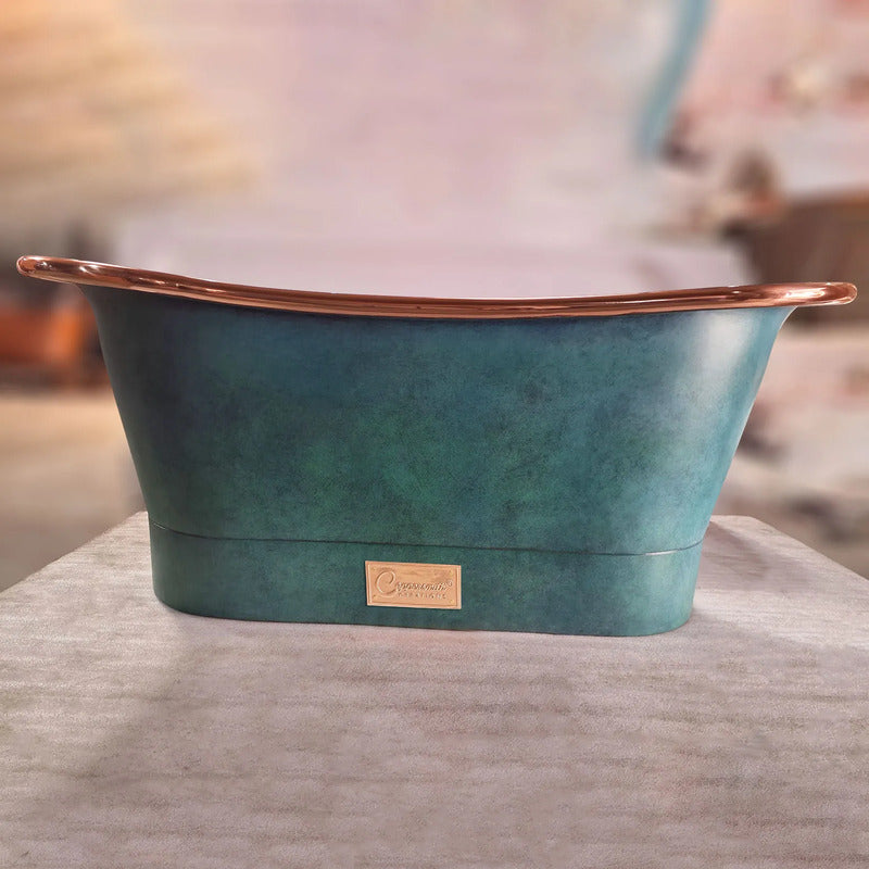 Coppersmith Creations Straight Base Copper Bathtub (1 size, Polished Copper Interior, Patina Exterior) - Brand New Bathrooms