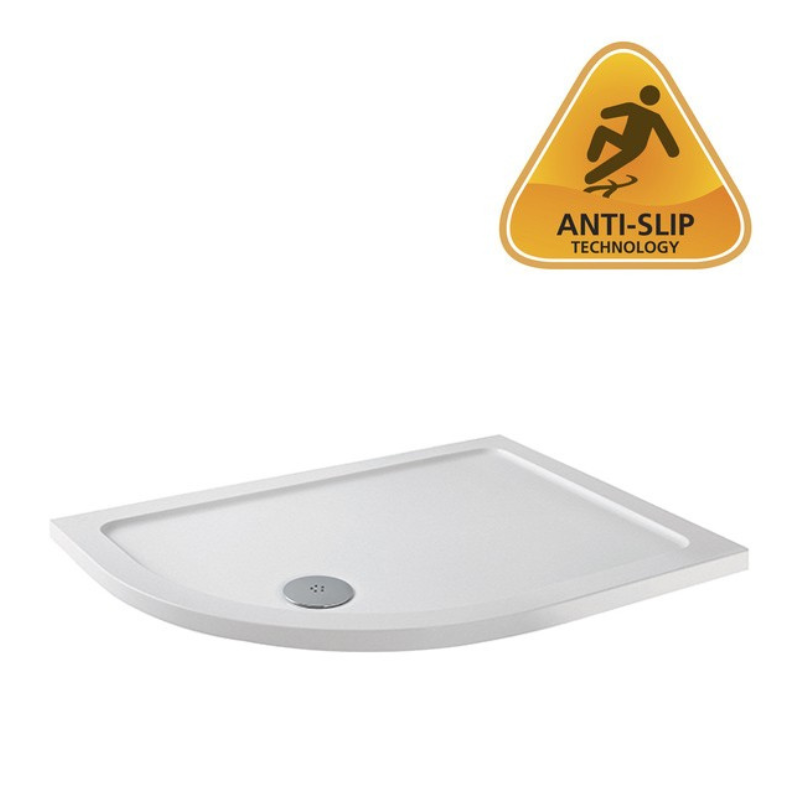 MX Elements Flat Top Offset Quadrant ABS Stone 550 Radius Left Hand Shower Tray (19 sizes) (Anti-Slip options available) - Brand New Bathrooms