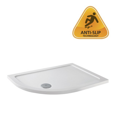 MX Elements Flat Top Offset Quadrant ABS Stone 550 Radius Left Hand Shower Tray (19 sizes) (Anti-Slip options available) - Brand New Bathrooms