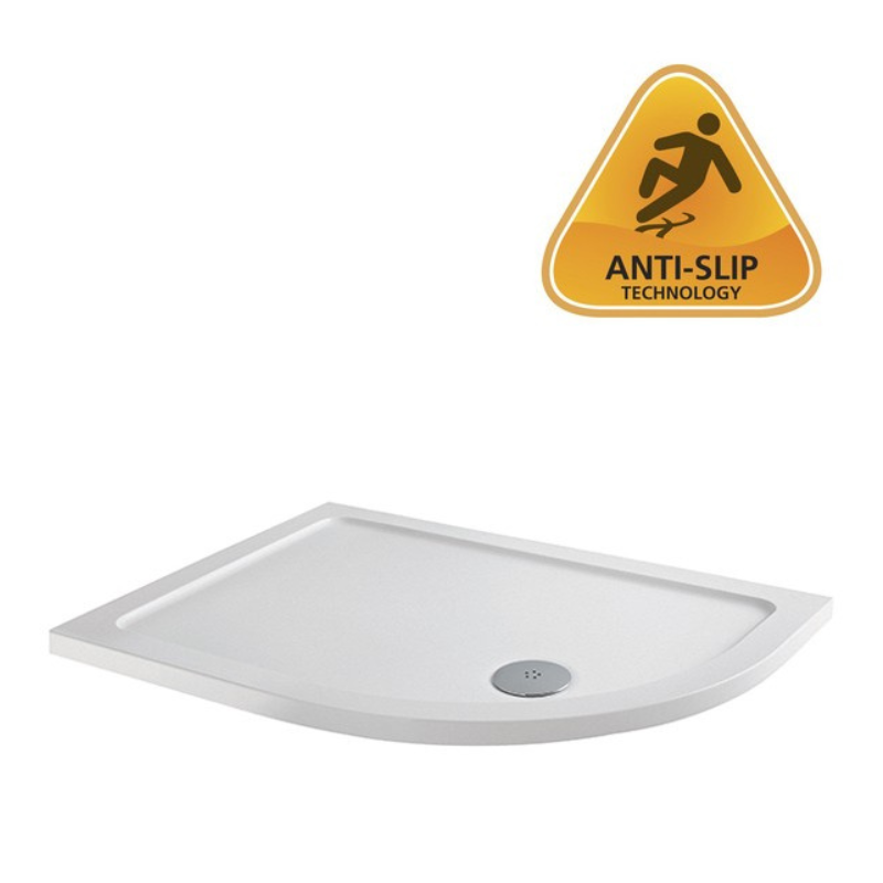 MX Elements Flat Top Offset Quadrant ABS Stone 550 Radius Right Hand Shower Tray (19 sizes) (Anti-Slip options available) - Brand New Bathrooms