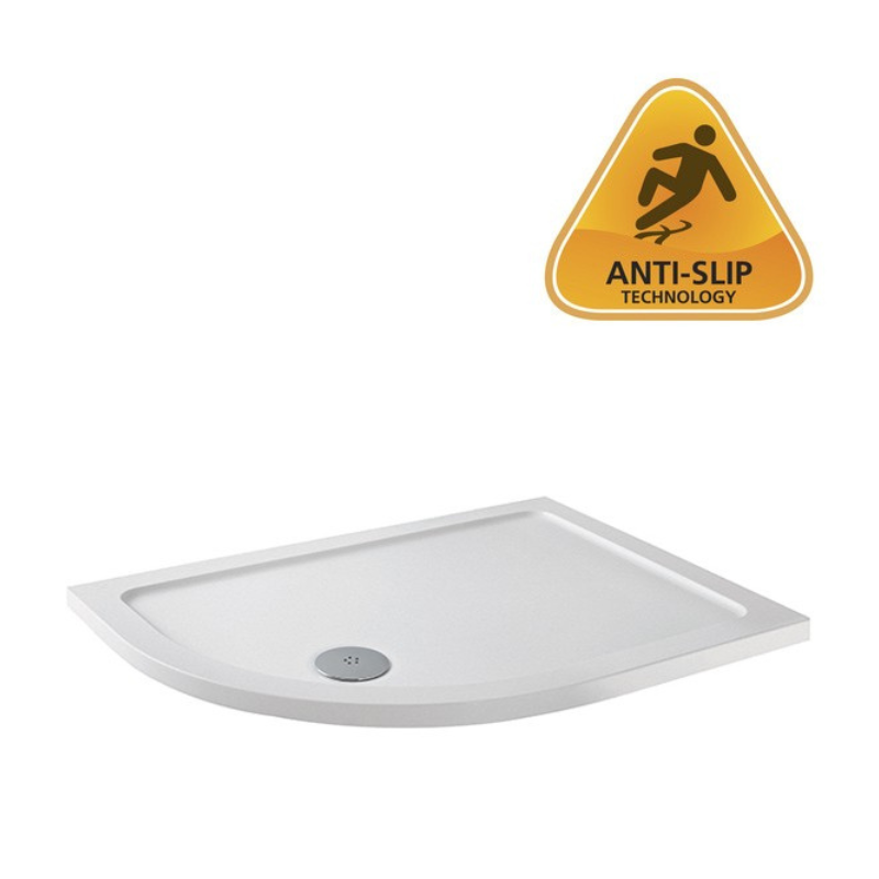 MX Elements Flat Top Offset Quadrant ABS Stone 550 Radius Left Hand Shower Tray (19 sizes) (Anti-Slip options available) - Brand New Bathrooms