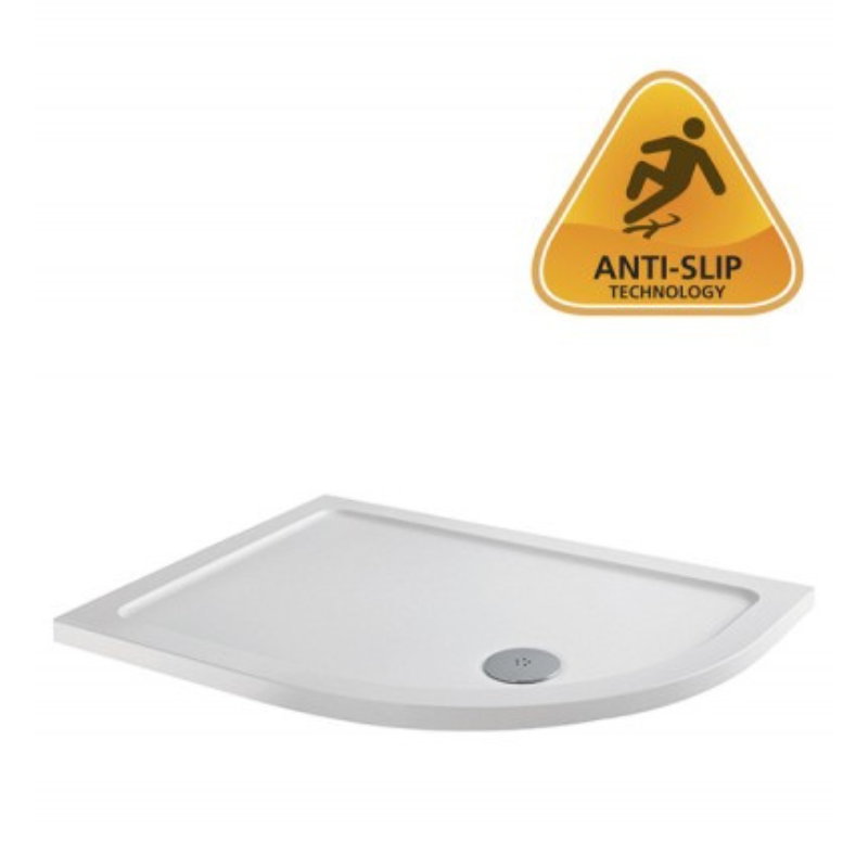 MX Elements Flat Top Offset Quadrant ABS Stone 550 Radius Right Hand Shower Tray (19 sizes) (Anti-Slip options available) - Brand New Bathrooms