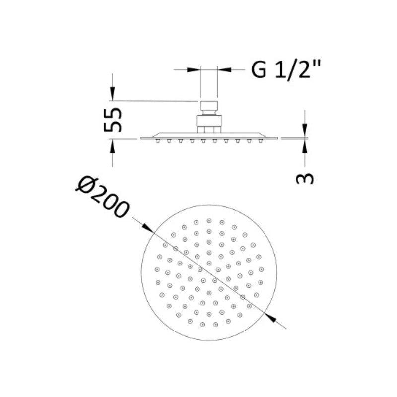 Nuie Fixed Shower Head (1 size, 2 styles, Chrome) - Brand New Bathrooms