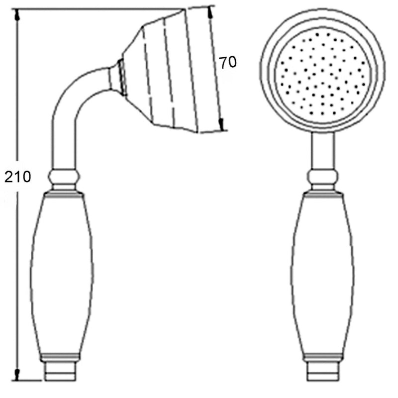 Nuie Shower Accessories Traditional Large Shower Handset (1 size, Chrome) - Brand New Bathrooms