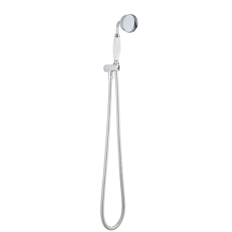 Hudson Reed Traditional Wall Mounted Hand Shower Set - Chrome/White - Brand New Bathrooms