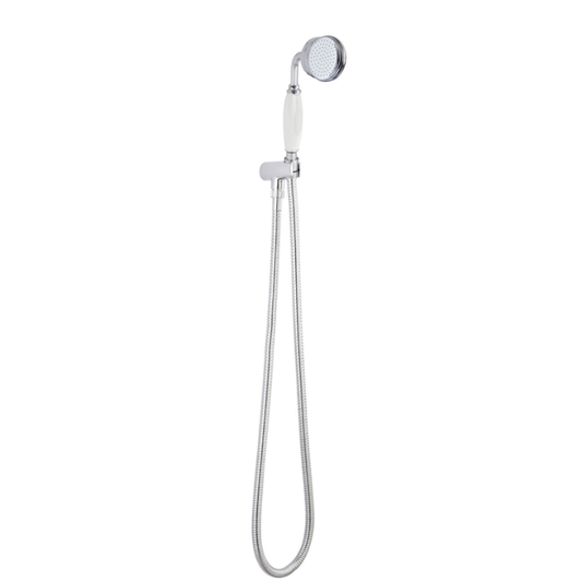 Hudson Reed Traditional Wall Mounted Hand Shower Set - Chrome/White - Brand New Bathrooms