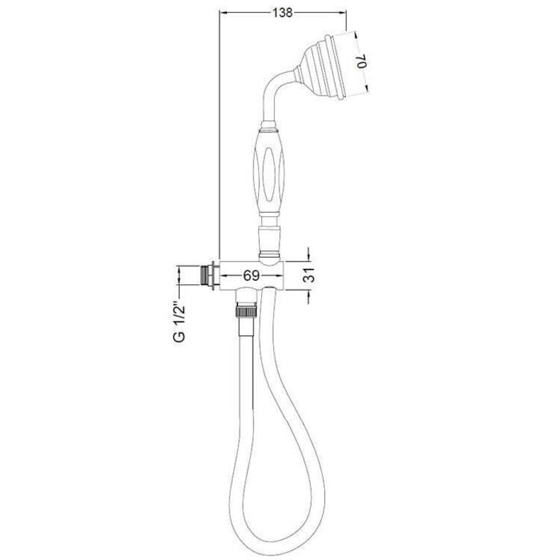 Hudson Reed Traditional Wall Mounted Hand shower Set - Chrome/White - Brand New Bathrooms
