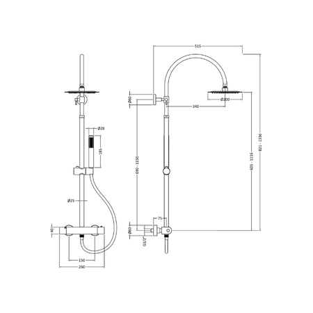 Hudson Reed Multi Option Shower Kits Round Brass Thermostatic Bar Valve & Shower Kit  (2 styles, Chrome) - Brand New Bathrooms