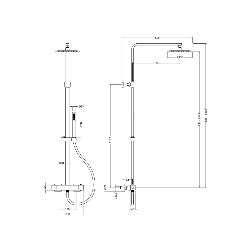 Hudson Reed Multi Option Shower Kits Round Brass Thermostatic Bar Valve & Shower Kit  (2 styles, Chrome) - Brand New Bathrooms