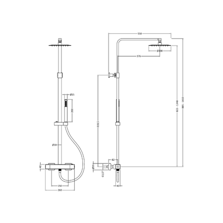 Hudson Reed Multi Option Shower Kits Round Brass Thermostatic Bar Valve & Shower Kit  (2 styles, Chrome) - Brand New Bathrooms
