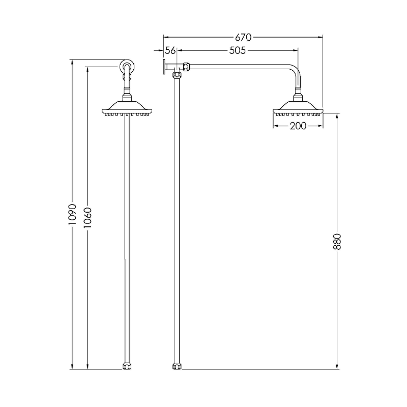 Hudson Reed Shower Kits Rigid Riser Kit - Chrome / White - Brand New Bathrooms