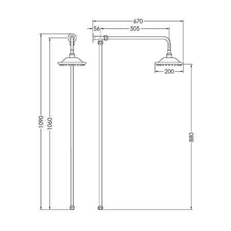 Hudson Reed Shower Kits Rigid Riser Kit - Chrome / White - Brand New Bathrooms