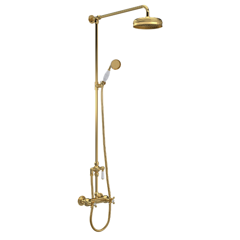 Hudson Reed Shower Kits Traditional Thermostatic Shower Valve & Kit - Brushed Brass - Brand New Bathrooms