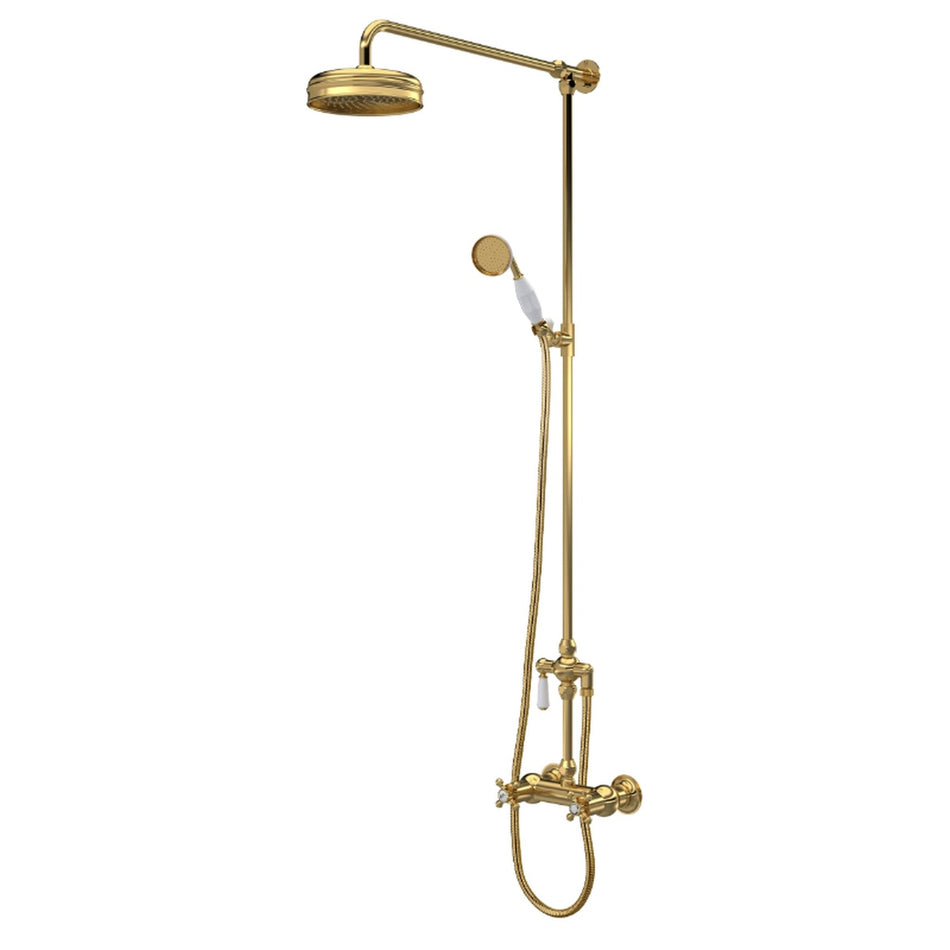 Old London Traditional Thermostatic Shower Valve & Hand Shower Kit (Brushed Brass)