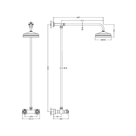 Hudson Reed Shower Kits Traditional Thermostatic Shower Valve & Kit - Brushed Brass - Brand New Bathrooms