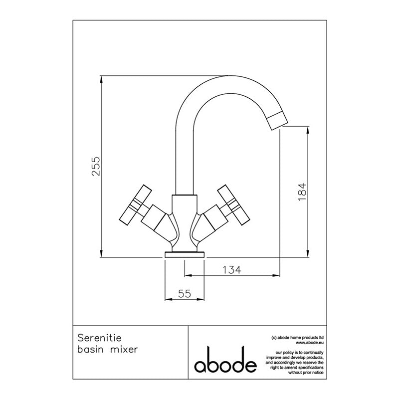 Abode Serenitie Basin Mixer Tap (1 size, 2 colours)