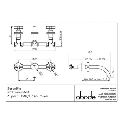 Abode Serenitie Wall Mounted Basin Mixer Tap (1 size, 2 colours)