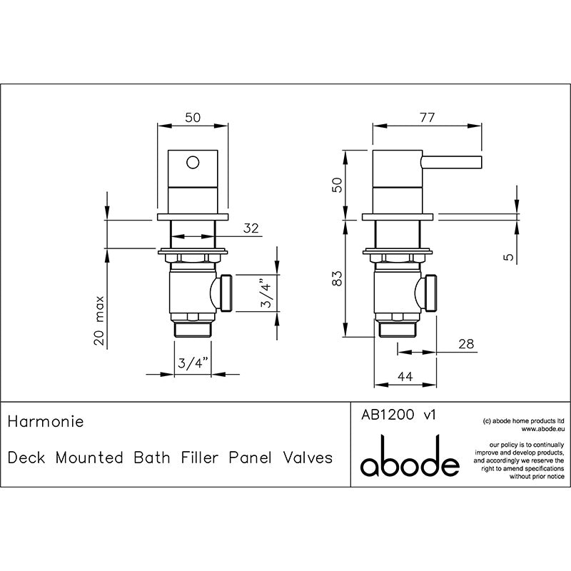 Abode Harmonie Round Bath Filler Panel Valves (Pair) (1 size, 2 colours)