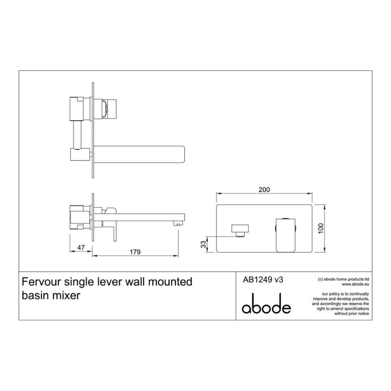 Abode Fervour Wall Mounted Basin Mixer (Chrome)