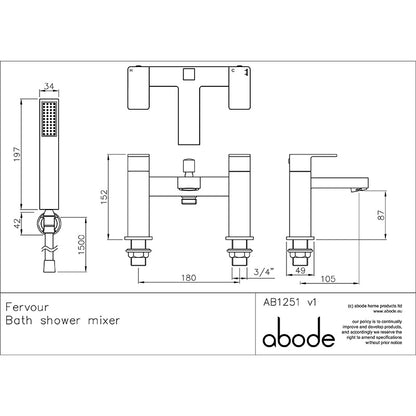 Abode Fervour Deck Mounted Bath & Shower Mixer (Chrome)