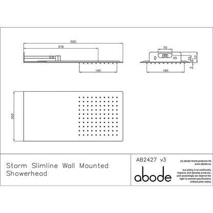 Abode Storm Slimline 3mm Wall Mounted Showerhead (2 styles, Chrome)