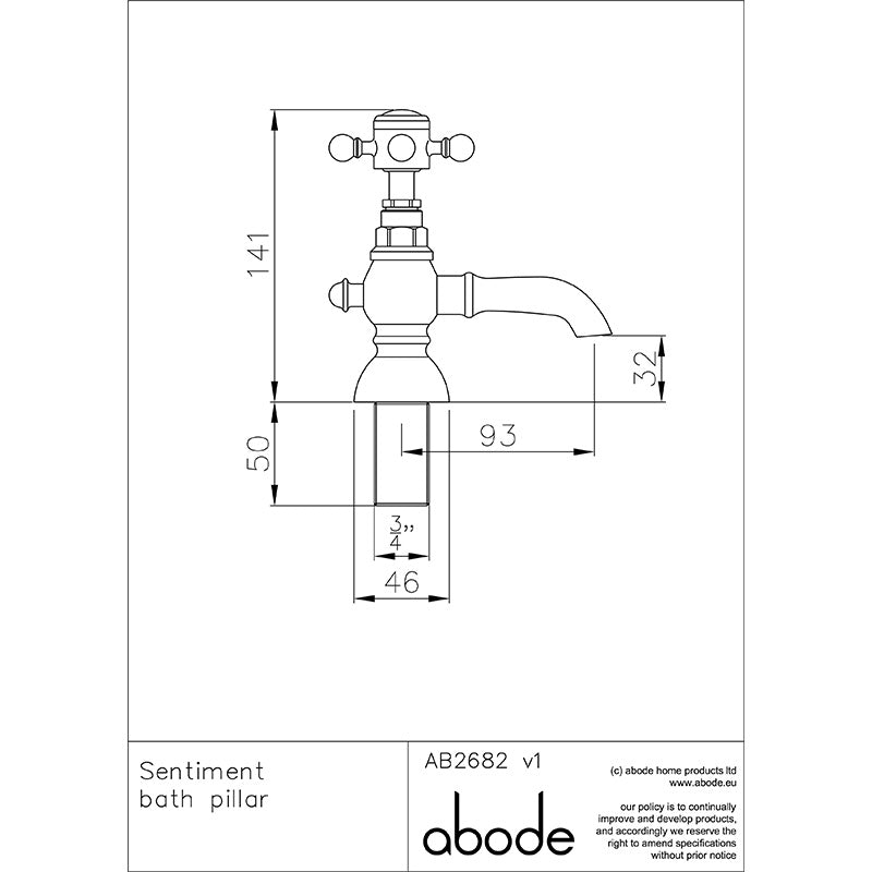 Abode Sentiment Bath Pillar Taps (1 size, 2 colours)