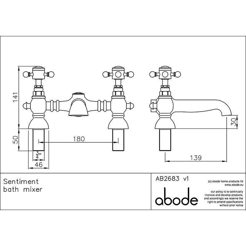 Abode Sentiment Bath Filler Taps (1 size, 2 colours)