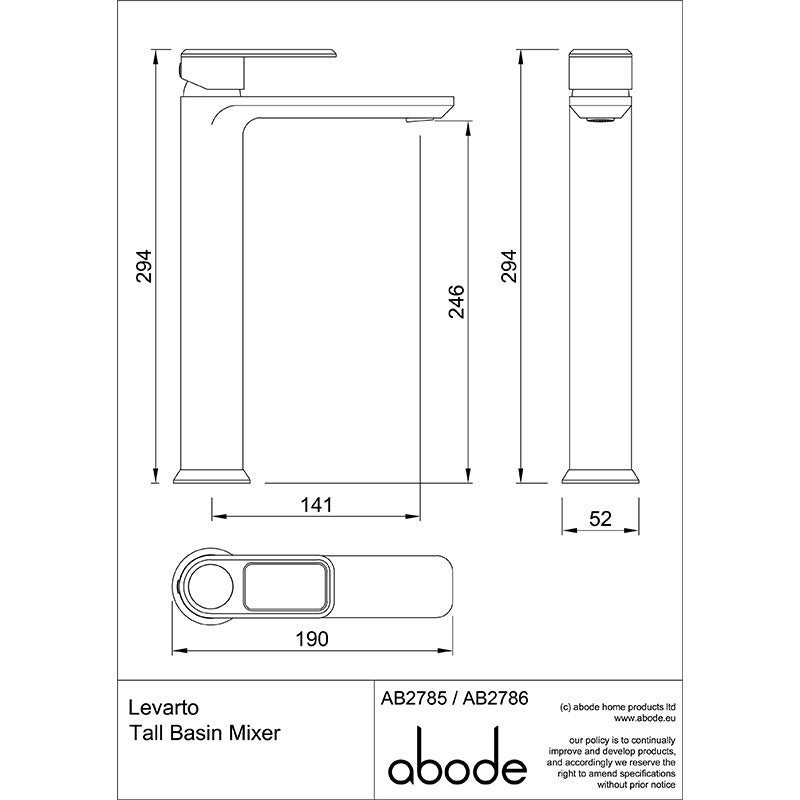 Abode Levarto Basin Mixer Tap (2 styles, 5 colours)