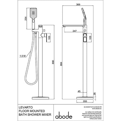 Abode Levarto Floor Standing Bath & Shower Mixer (1 size, 5 colours)