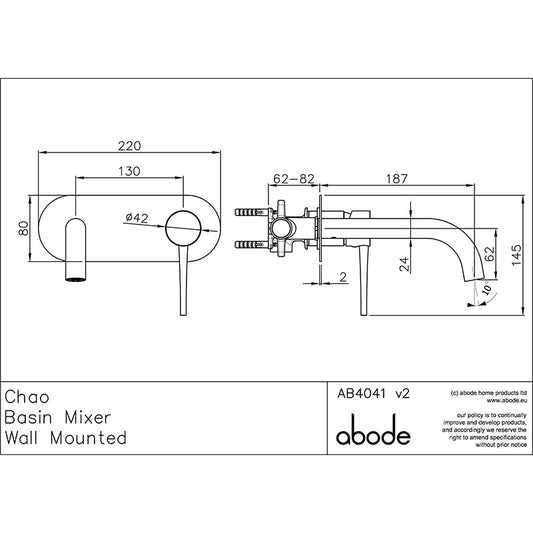Abode Chao Wall Mounted Basin Mixer Tap (Chrome)