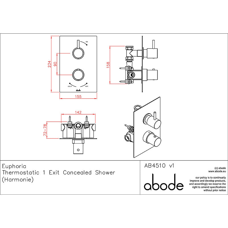 Abode Harmonie Concealed Shower Valve (3 styles, Chrome)