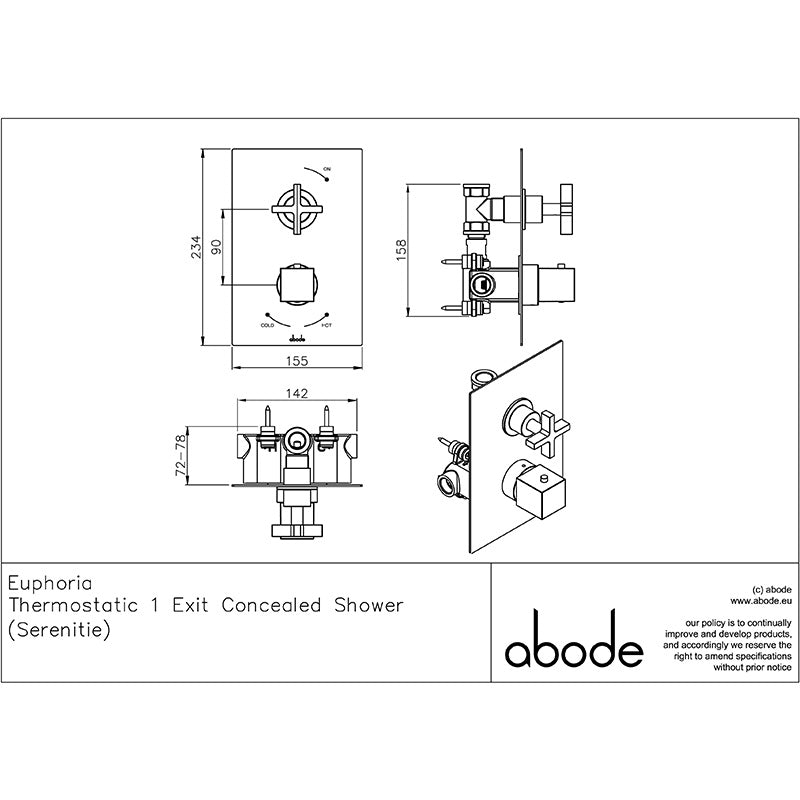 Abode Serenitie Concealed Shower Valve (1 size, 2 styles, 2 colours)