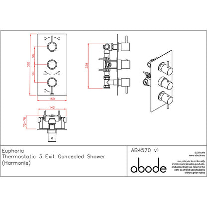 Abode Harmonie Concealed Shower Valve (3 styles, Chrome)